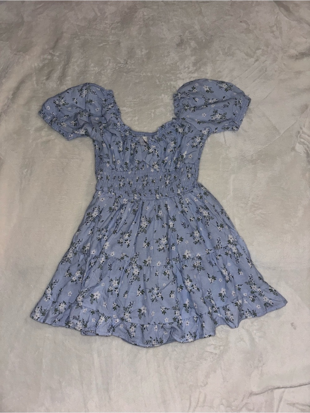 Bluenotes Light Blue Floral Smocked romper